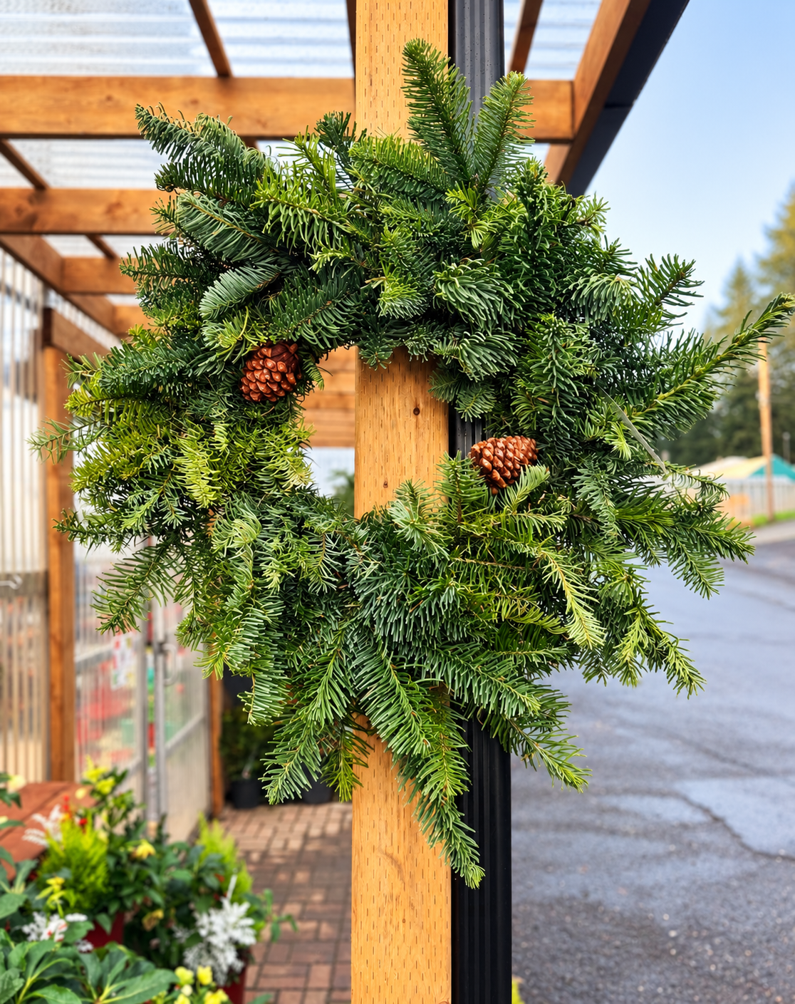 22" Noble Fir Wreath with 2 Pinecones