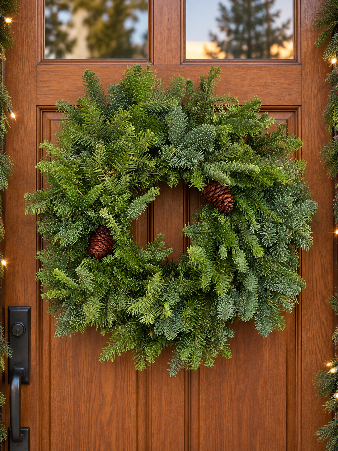 22" Noble Fir Wreath with 2 Pinecones
