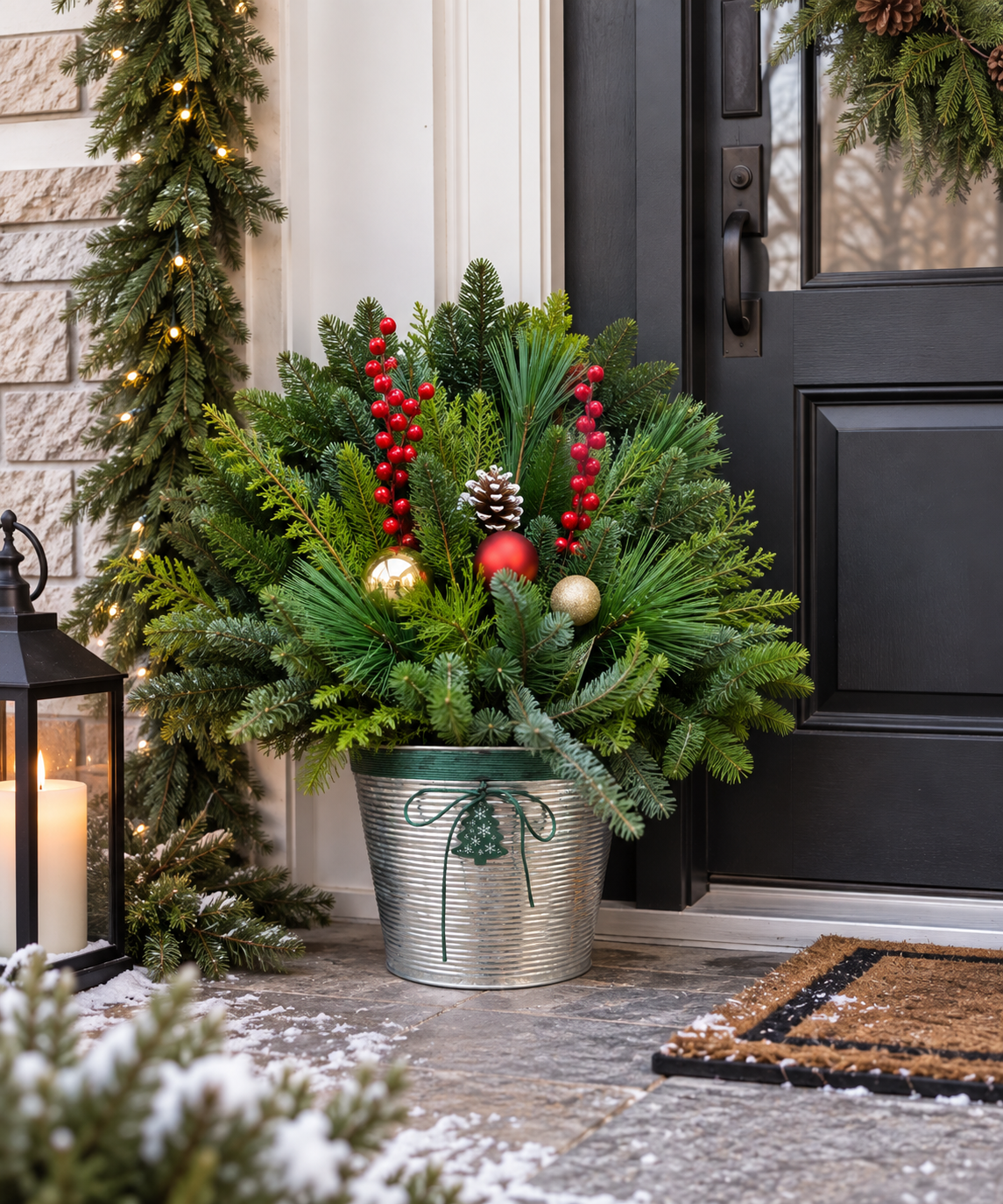 Large Winter Greens Porch Planter – 12"
