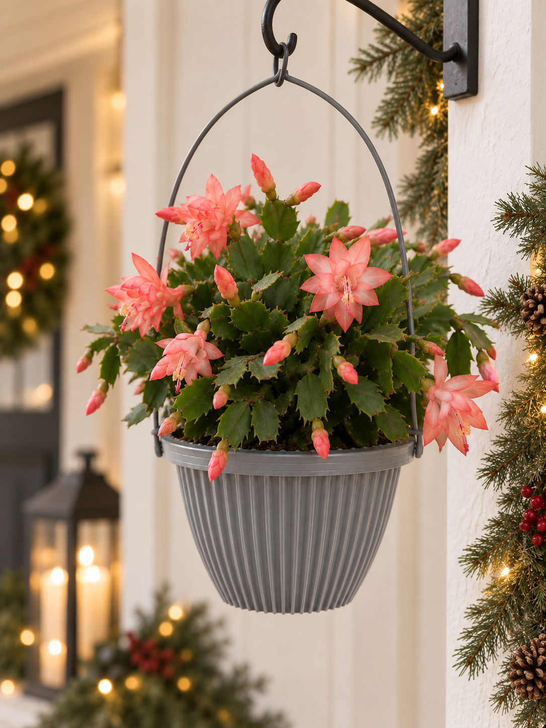 10" Zygo Hanging Basket — Christmas Cactus