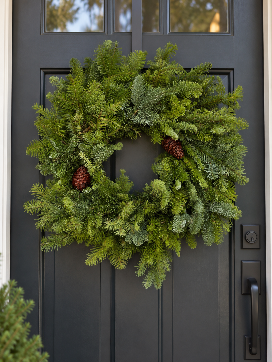 22" Noble Fir Wreath — 2 Cones