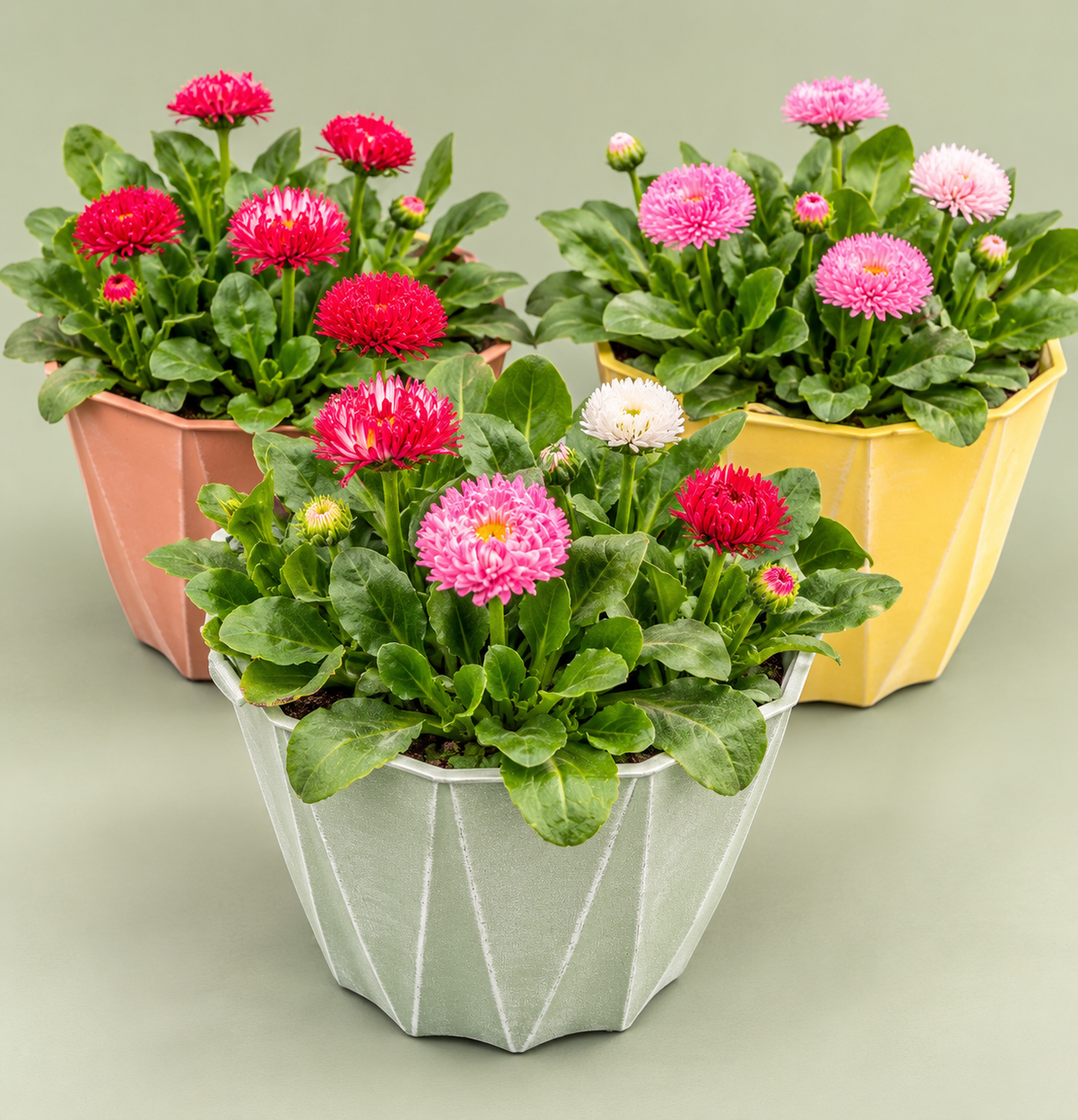 8" Mixed Bellis Pot – Assorted Colours