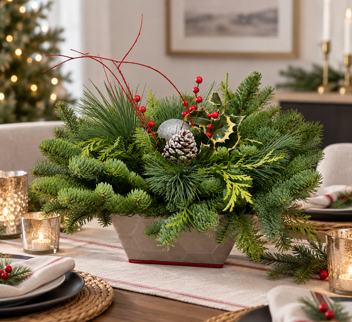 Small Winter Greens Centrepiece — Mixed Winter Greens